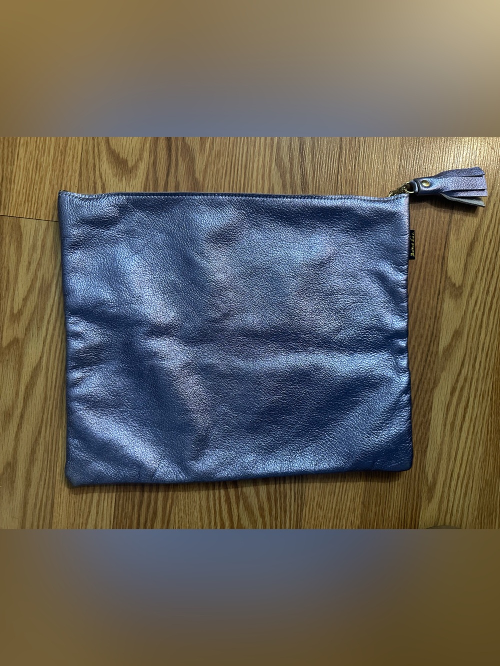 Zina Eva Metallic Lilac Leather Clutch with Tassel